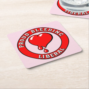 Dessous-de-verre Carré En Papier Funny rose rouge saignant Coeur libéral Pop Art