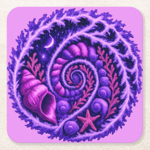 Dessous-de-verre Carré En Papier Galaxie Spirale Océan Mystique Art de Coquillage