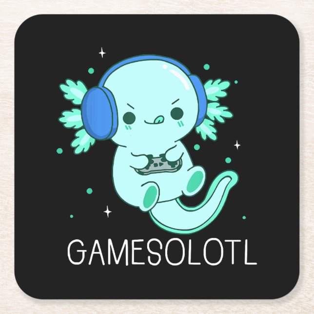 Dessous-de-verre Carré En Papier Gamesolotl Axolotl Gamer (Devant)