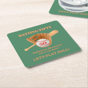 Dessous-de-verre Carré En Papier Gant de Baseball Frappe Cinquante Hommes 50e Anniv