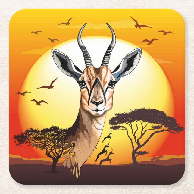 Dessous-de-verre Carré En Papier Gazelle Antelope africaine animal sauvage (Devant)