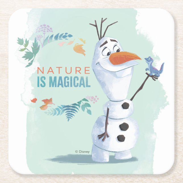 Dessous-de-verre Carré En Papier Gelée 2 : Olaf| La Nature Est Magique (Devant)