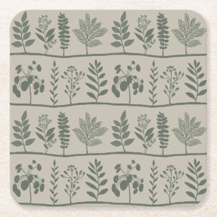 Dessous-de-verre Carré En Papier Gentle Botanic Rhythm XL 1b vert foncé floral