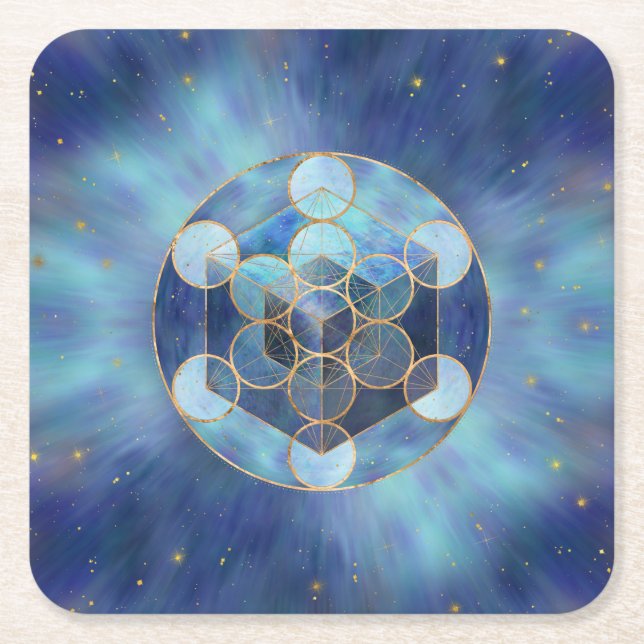 Dessous-de-verre Carré En Papier Géométrie sacrée du cube de Metatron (Devant)