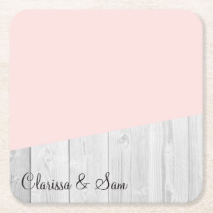 Dessous-de-verre Carré En Papier géométrique en bois blanc de rose en pastel de