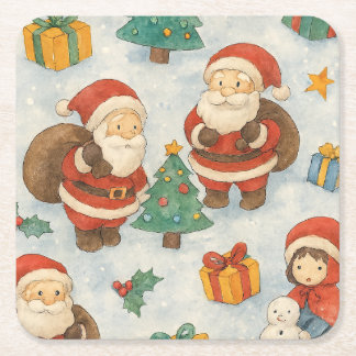 Dessous-de-verre Carré En Papier Ghibli-Style Christmas Pattern