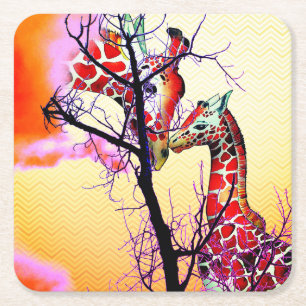 Dessous-de-verre Carré En Papier Girafes