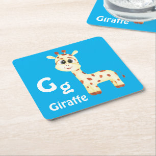 Dessous-de-verre Carré En Papier Giraffe personnaliser ABC : Lettre G - Ajouter vot