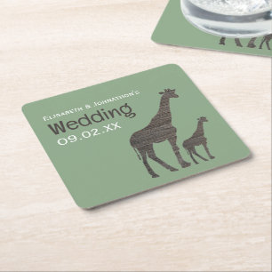 Dessous-de-verre Carré En Papier Giraffe Safari d'argile, Mariage rustique