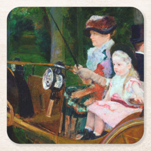 Dessous-de-verre Carré En Papier Girl Riding a Carrie, Mary Cassatt