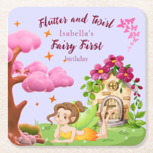 Dessous-de-verre Carré En Papier Girls Fairy First Fairytale Mushroom Butterfly