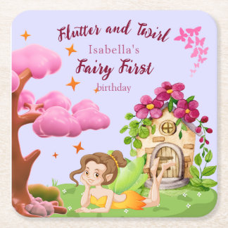 Dessous-de-verre Carré En Papier Girls Fairy First Fairytale Mushroom Butterfly