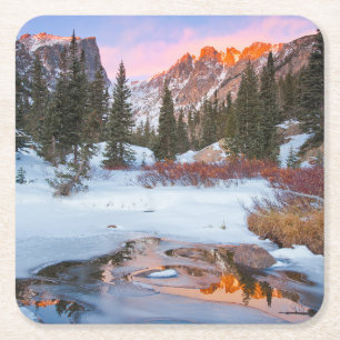 Dessous-de-verre Carré En Papier Glace et neige   Estes Park, Colorado
