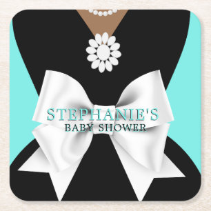 Dessous-de-verre Carré En Papier Glam Aqua Ethnic Fancy Tiffany Baby shower à thème