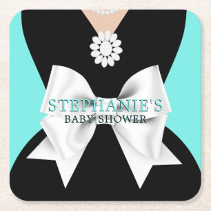 Dessous-de-verre Carré En Papier Glam Aqua Turquoise Fancy Tiffany Baby shower à th