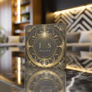 Dessous-de-verre Carré En Papier Glam Art Deco Mariage V2 ID1033