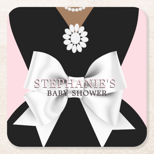 Dessous-de-verre Carré En Papier Glam Pink Ethnic Fancy Tiffany Baby shower à thème (Devant)