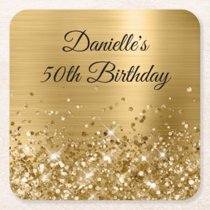 Dessous-de-verre Carré En Papier Glittery Gold Foil 50e anniversaire