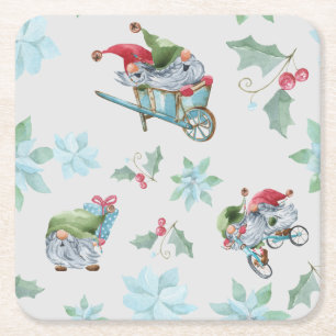 Dessous-de-verre Carré En Papier Gnomes de Noël en jeu