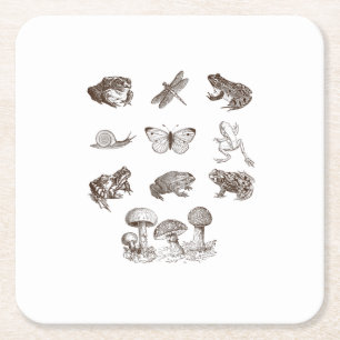 Dessous-de-verre Carré En Papier Gobelin Grenouille Académie Champignon Esthétique