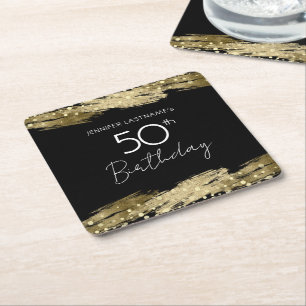 Dessous-de-verre Carré En Papier Gold 50th Birthday Party