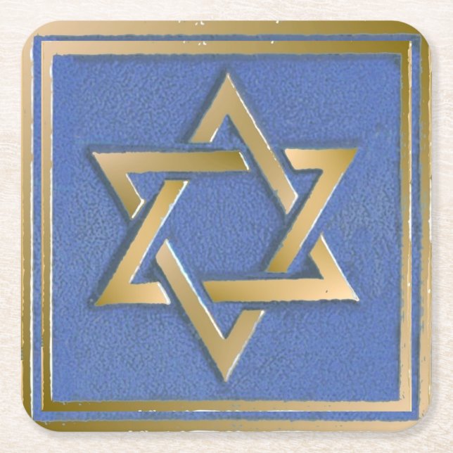 Dessous-de-verre Carré En Papier Gold Blue Star de David Art Panel (Devant)