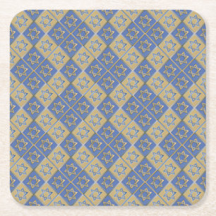 Dessous-de-verre Carré En Papier Gold Blue Star de David Art Panels