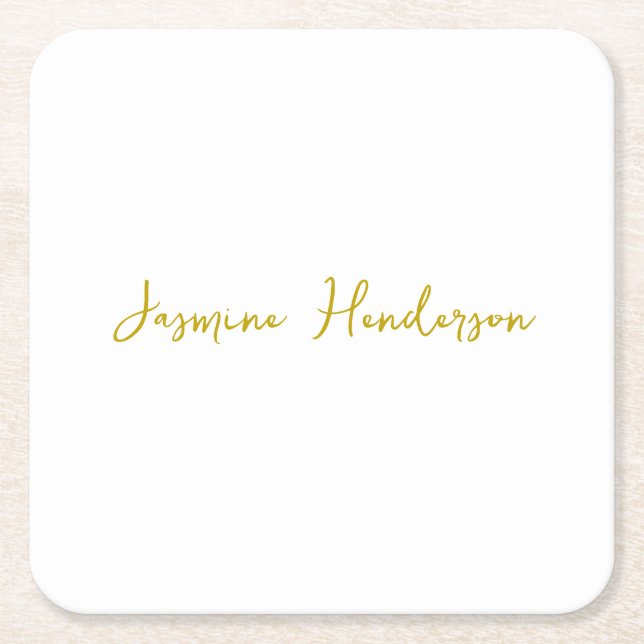 Dessous-de-verre Carré En Papier Gold Color Calligraphy Professional (Devant)