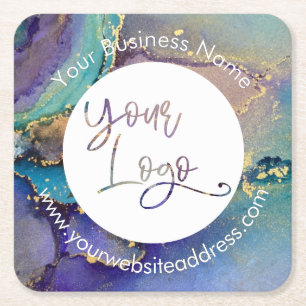 Dessous-de-verre Carré En Papier Gold Liquide multicolore Art Abstrait Votre logo