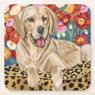 Dessous-de-verre Carré En Papier Golden Boy Retriever