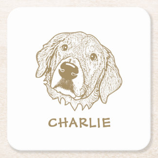 Dessous-de-verre Carré En Papier Golden Retriever Chien Personnalisé