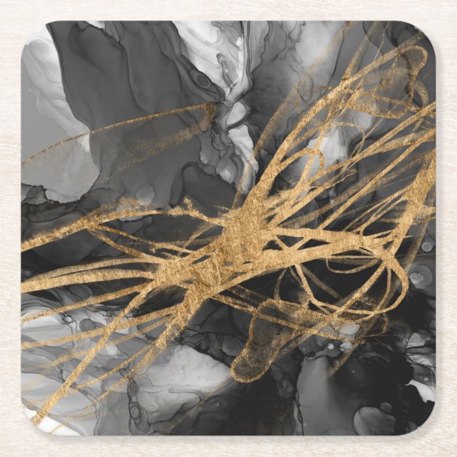 Dessous-de-verre Carré En Papier Golden Vortex I (Devant)