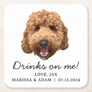 Dessous-de-verre Carré En Papier Goldendoodle Labradoodle Mariage Dessous de verre