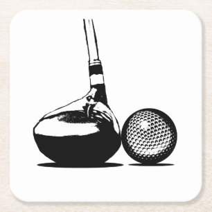 Dessous-de-verre Carré En Papier Golf Ball et Club