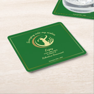Dessous-de-verre Carré En Papier Golf Classic Vert Joueur Doré 60e Anniversaire