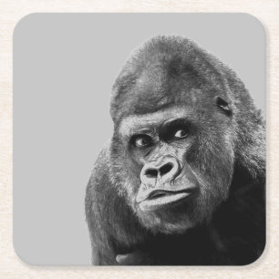 Dessous-de-verre Carré En Papier Gorille noire blanche