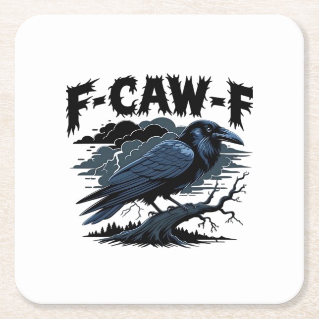 Dessous-de-verre Carré En Papier Gothic Crow Funny Humor F-Caw-F Essential Minimal  (Devant)