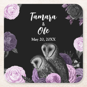 Dessous-de-verre Carré En Papier Gothic Owls Wedding