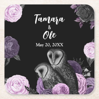 Dessous-de-verre Carré En Papier Gothic Owls Wedding