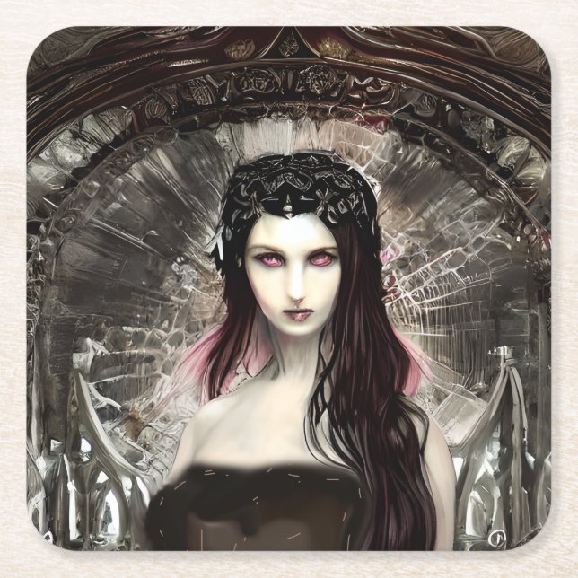 Dessous-de-verre Carré En Papier Gothique Steampunk Fallen Angel AI Art (Devant)