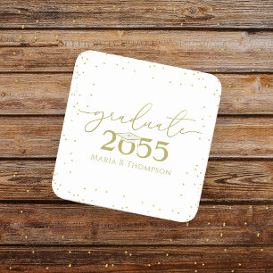 Dessous-de-verre Carré En Papier Graduation minimaliste Or Calligraphie moderne