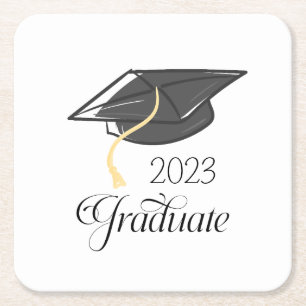 Dessous-de-verre Carré En Papier Graduation Party Black Graduation Cap Custom