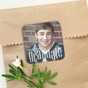 Dessous-de-verre Carré En Papier Graduation Photo Minimaliste de la typographie mod