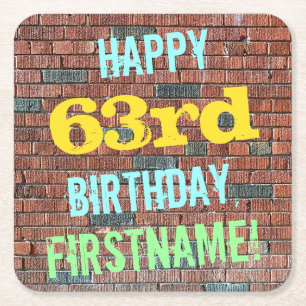 Dessous-de-verre Carré En Papier Graffiti muraux en briques inspiré 63ème anniversa