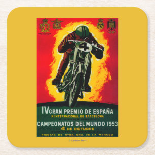 Dessous-de-verre Carré En Papier Gran Premio de Espana Vintage PosterEurope