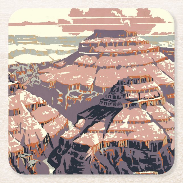 Dessous-de-verre Carré En Papier Grand Canyon Western Graphic Art American (Devant)