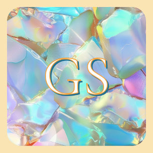 Dessous-de-verre Carré En Papier Grand monogramme ou nom sur Opal