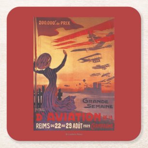 Dessous-de-verre Carré En Papier Grande semaine d'aviation - affiche de ondulation