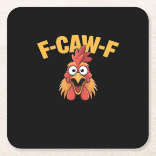 Dessous-de-verre Carré En Papier Graphique créatif de poulet drôle F-Caw-F
