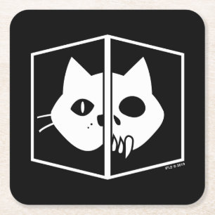 Dessous-de-verre Carré En Papier Graphique de chat de Schrödinger